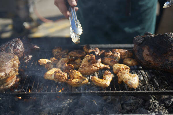 Chicken pieces on the grill
