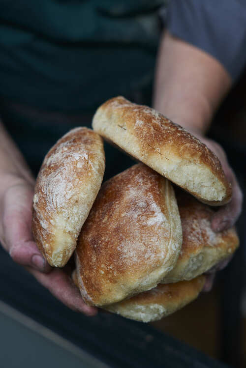 Fresh ciabatta rolls ready for filling